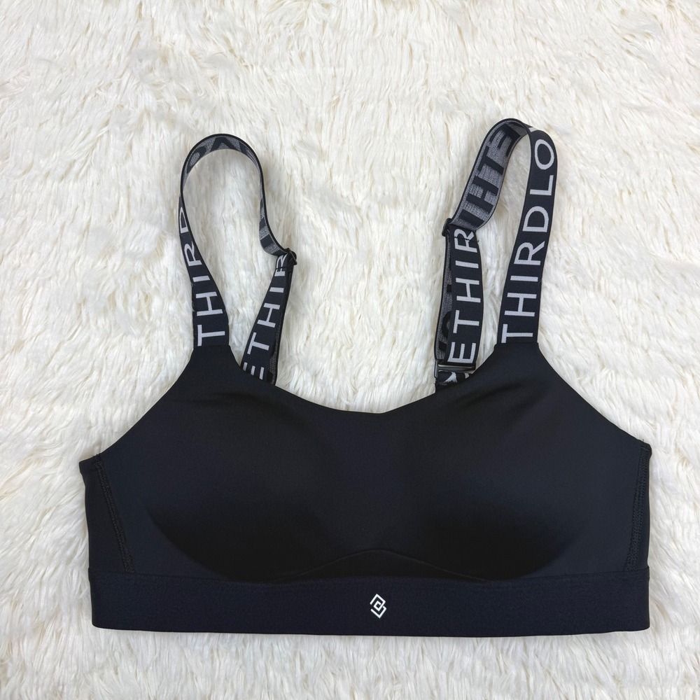 NWOT ThirdLove Sports Bra Women 34B Black Kinetic Impact Logo Wireless Workout